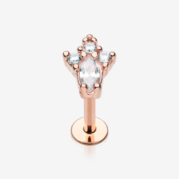 Rose Gold Victorian Sparkle Top Steel Labret-Clear Gem